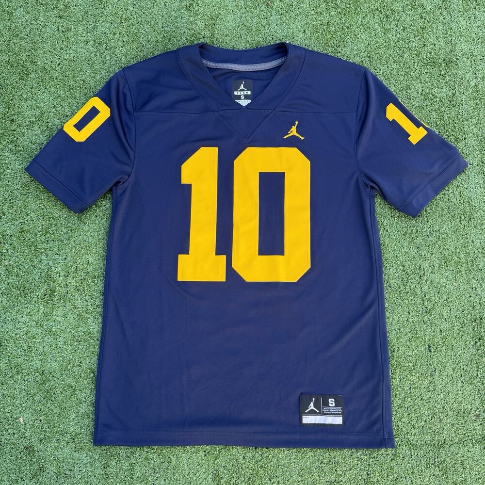 Jordan Team Michigan Wolverines #10 Tom Brady Dri-FIT Football Jersey Size Small